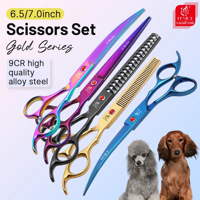 Fenice Classical Model Homeuse 9cr Steel Dog Grooming Shears Set