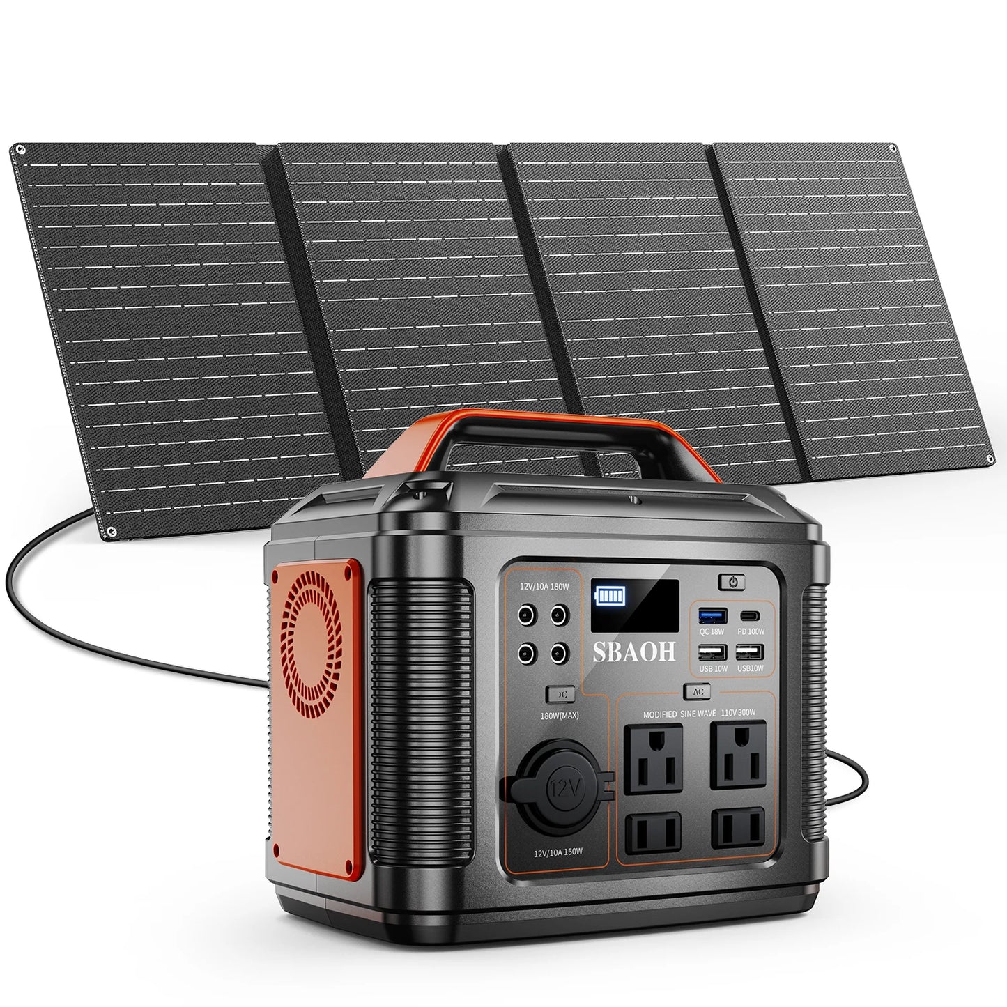 300W Portable Power Station, 296Wh Camping Solar Generator