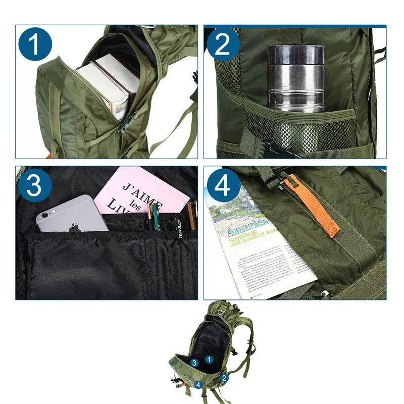 Lightweight Waterproof Travel Hiking Backpack for Men