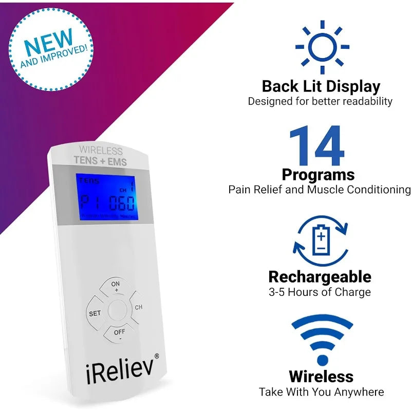 iReliev Wireless TENS + EMS Therapeutic Wearable System