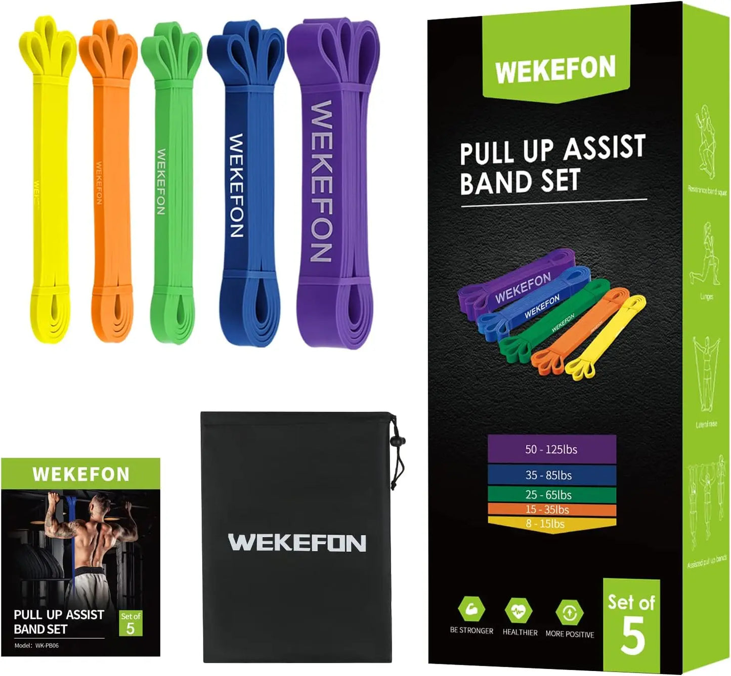 Resistance Bands Set of 5 Pull Up Assist Bands