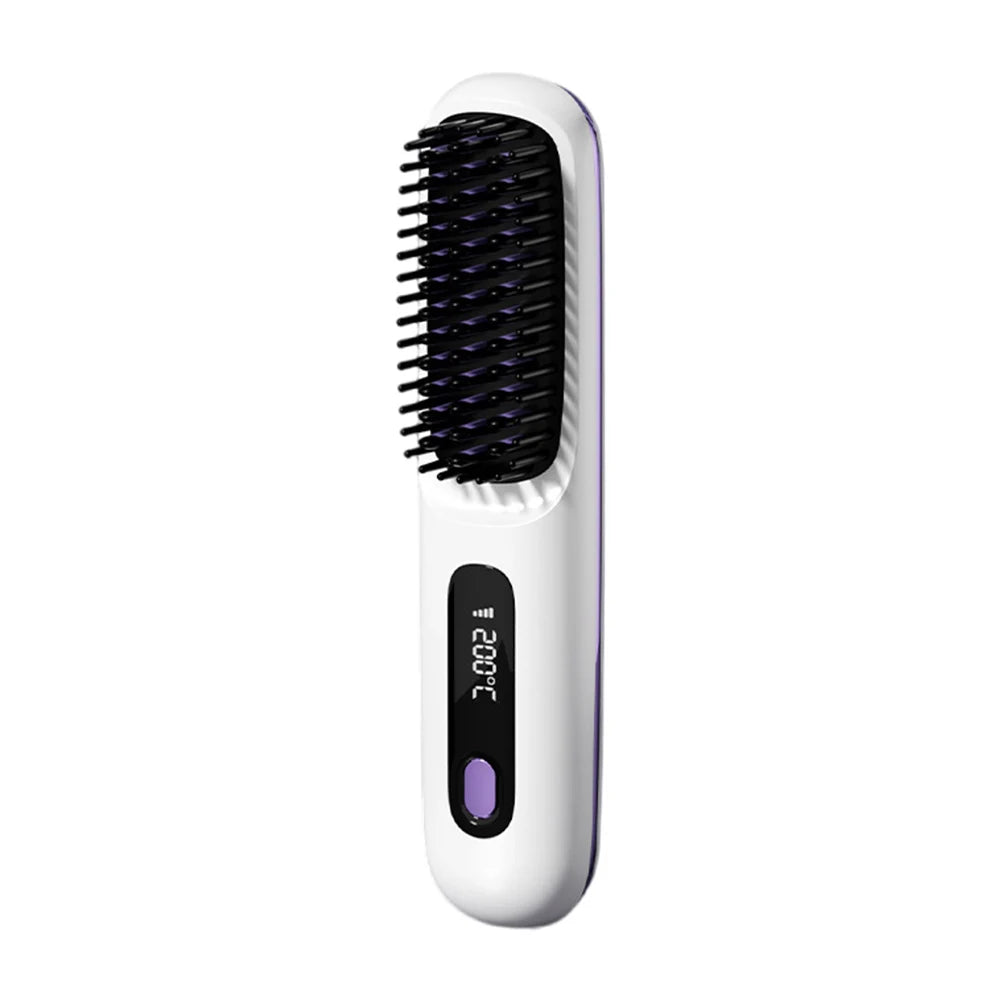 Cordless Hair Straightener Negative Ions Hair Straightener Digital Display Hair Straightening Brush Anti-scald for Home Travel