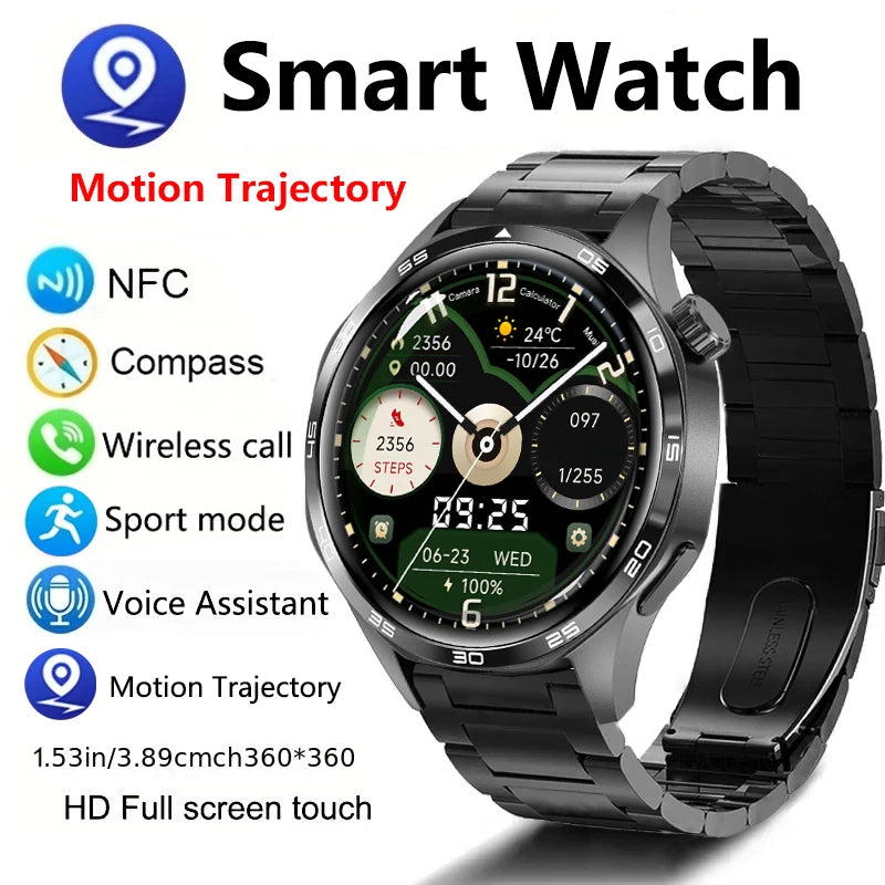 GEJIAN New Men's Smart 5.0 Bluetooth GPS NFC Watch 1.53-inch