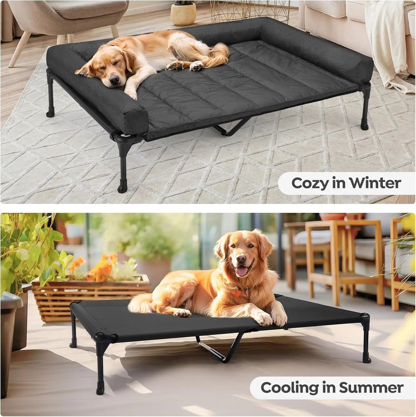 Veehoo Cooling Elevated Dog Bed With Waterproof Pillow-Top