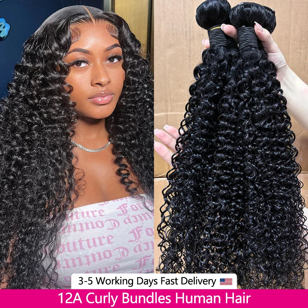 24 24 24 Inch Curly Wave Bundles Queenlike Deep Curly Human Hair Bundles Brazilian Weave 100% Raw Hair Bundles 3-5 Days Delivery