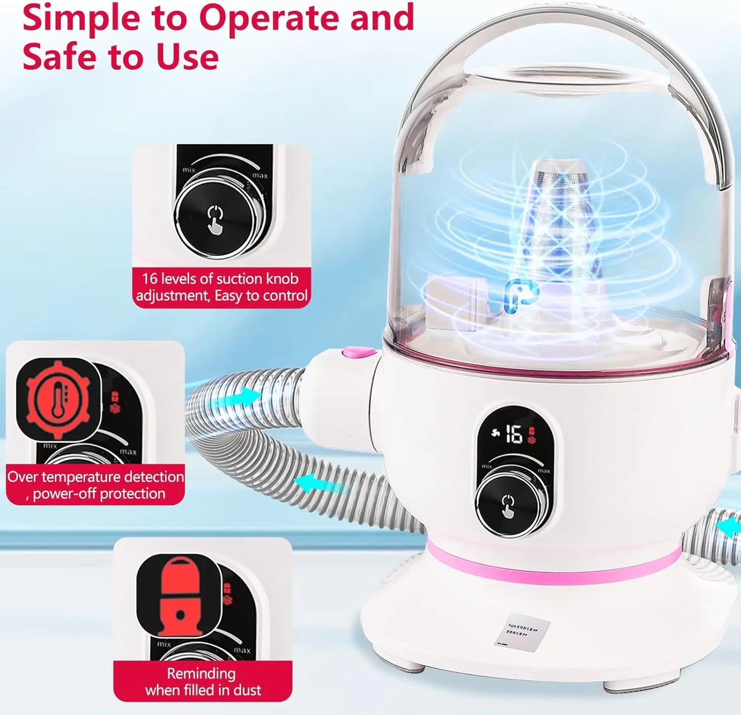 Pet Grooming Vacuum, Multi-Functional Dog Hair Groomer