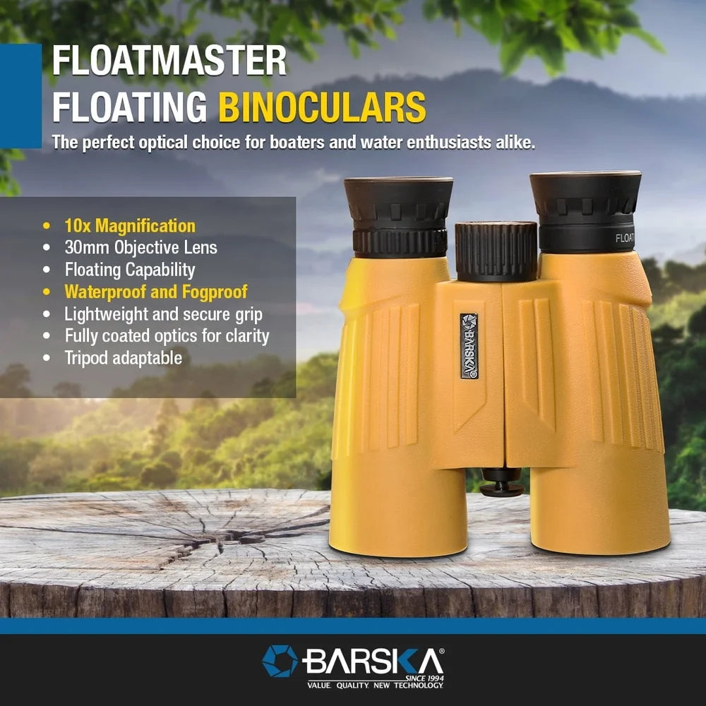 Waterproof Floating Binoculars 10x30mm 10x Magnification Ideal Water Sports Outdoor Activities Buoyant Fogproof High Clarity
