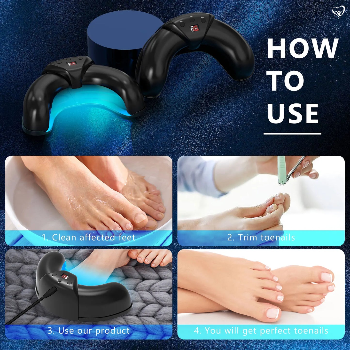 Nail Fungus Cleaning Laser Device Time Display 470nm Blue Lightand 910nm Repair Damaged Discolored Thick Fingernails Foot Care