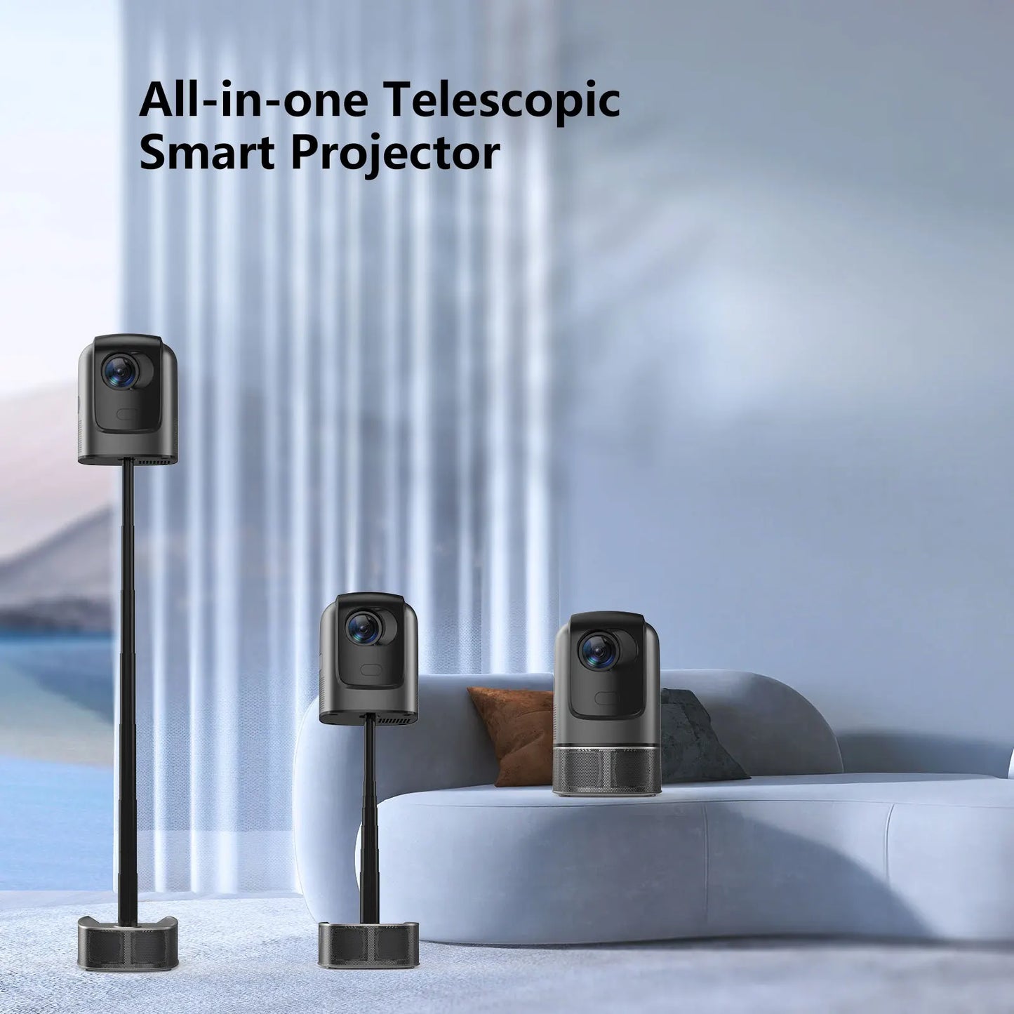 Projector Android Native 1080p Support 4K with Built in Stand