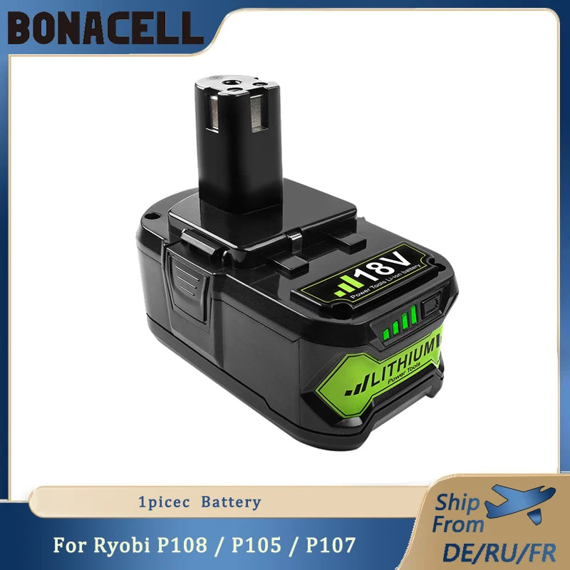 For RYOBI P108 18V One+ Plus 6.0Ah High Capacity Battery 18 Volt Lithium-ion and NiCad Battery Charger  P107 P109 P117
