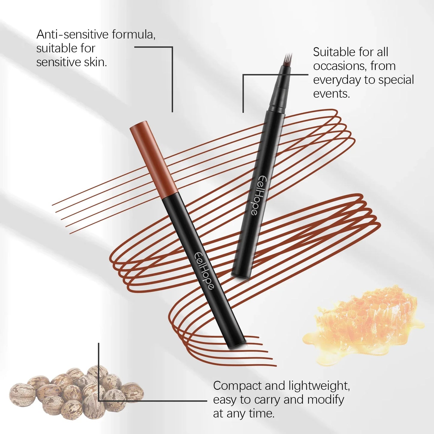 4 Forks Eyebrow Pencil Long Lasting Waterproof 3PCS Set