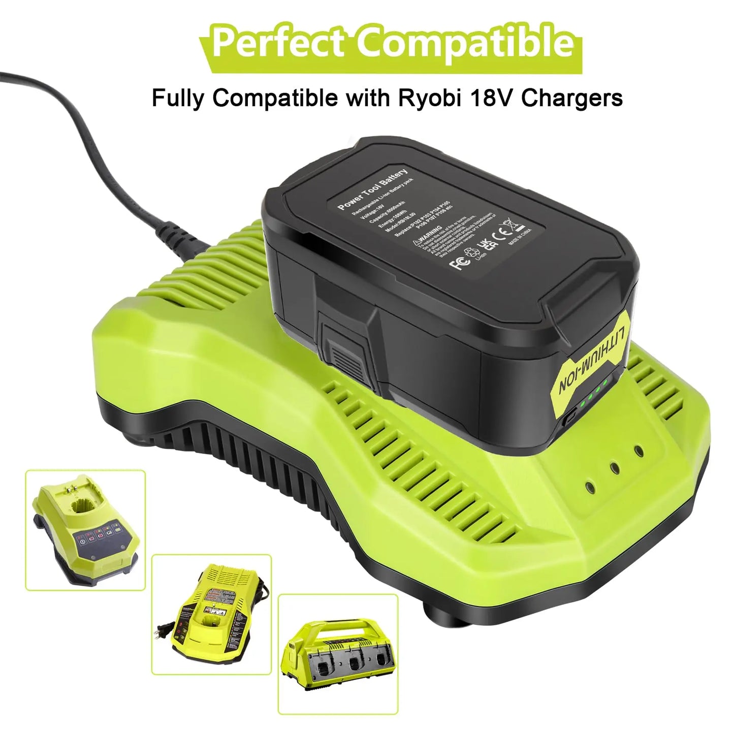 6Ah Ryobi One Plus 18v Battery Lithium for P108 P102 P103 P104 P105 P107 P109 P122 PBP005 RB18L50 Ryobi Battery Tool Accessory