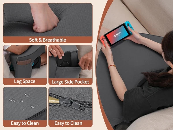 Bed Reading Arm Rest Pillow Gaming Reading Pillow Ergonomic Soft Memory Foam 3 Legs Bed Arm Rest Pillow For Couch Car Floor