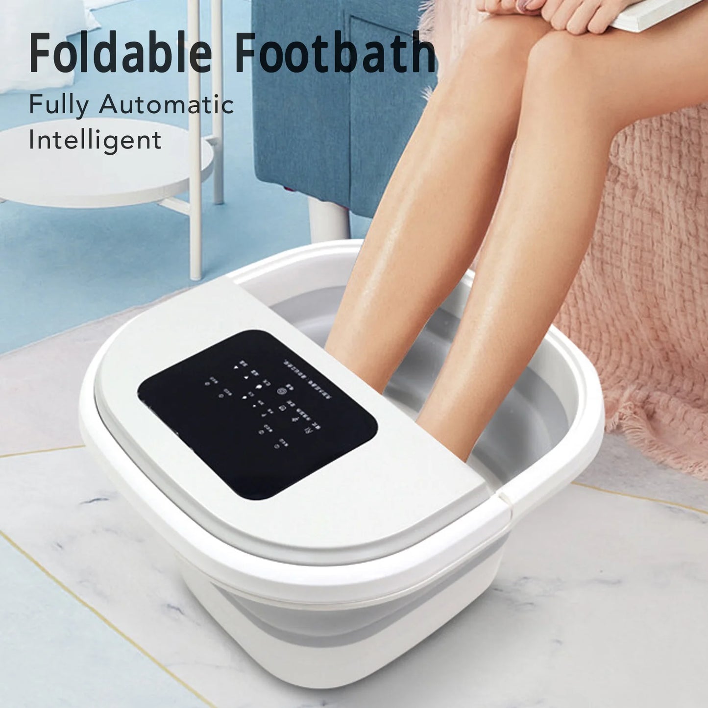 Foot Soak Tub Smart Foldable 420W 8L Large Capacity Heating Foot Massager Spa Soaker with 8 Set Rollers Foot Massager Spa Soaker