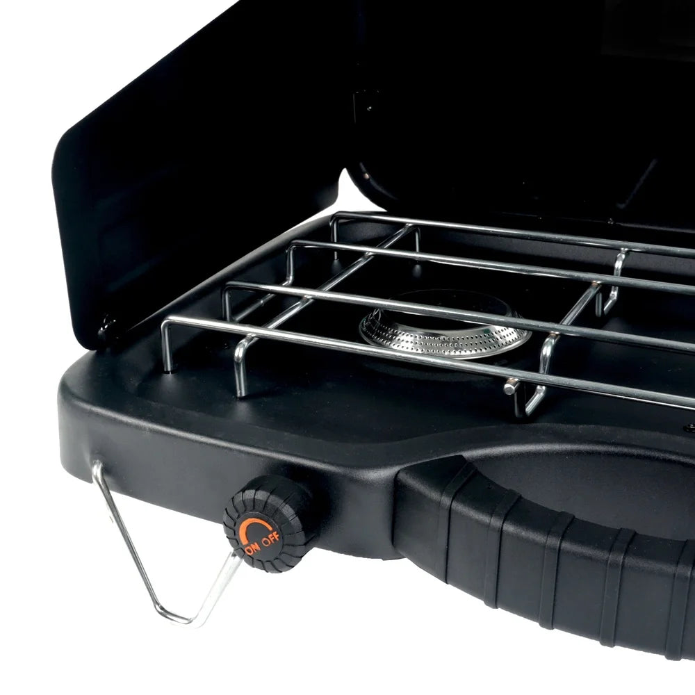 Portable Dual Burner Propane Camping Stove with Wind Guards 20000 BTU Ideal Outdoor Cooking Hiking Hunting Power Outage