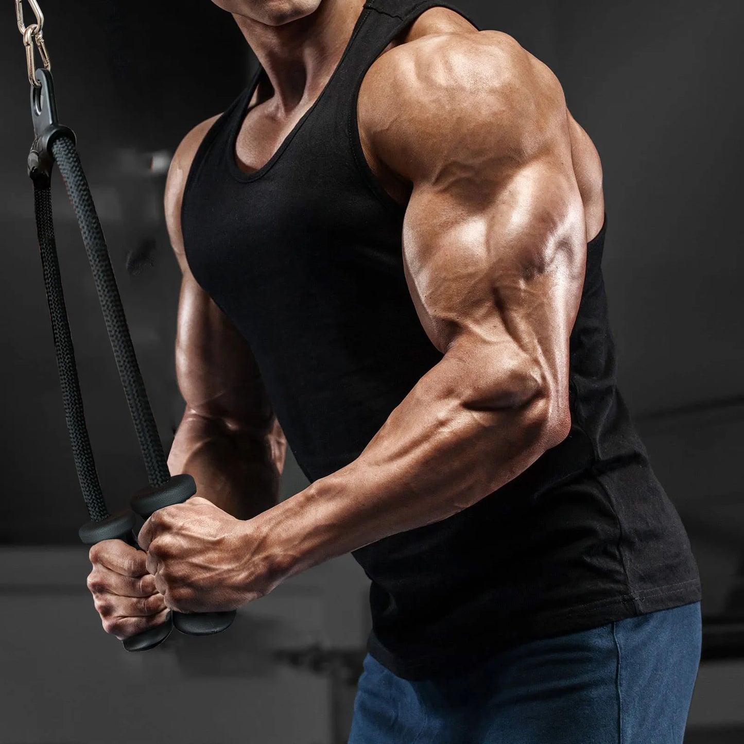 Ergonomic Tricep Rope Pulldown Attachments for Gym