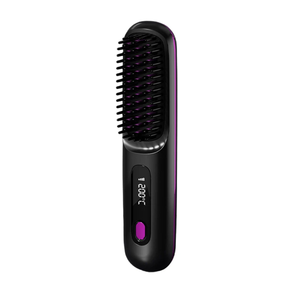Cordless Hair Straightener Negative Ions Hair Straightener Digital Display Hair Straightening Brush Anti-scald for Home Travel