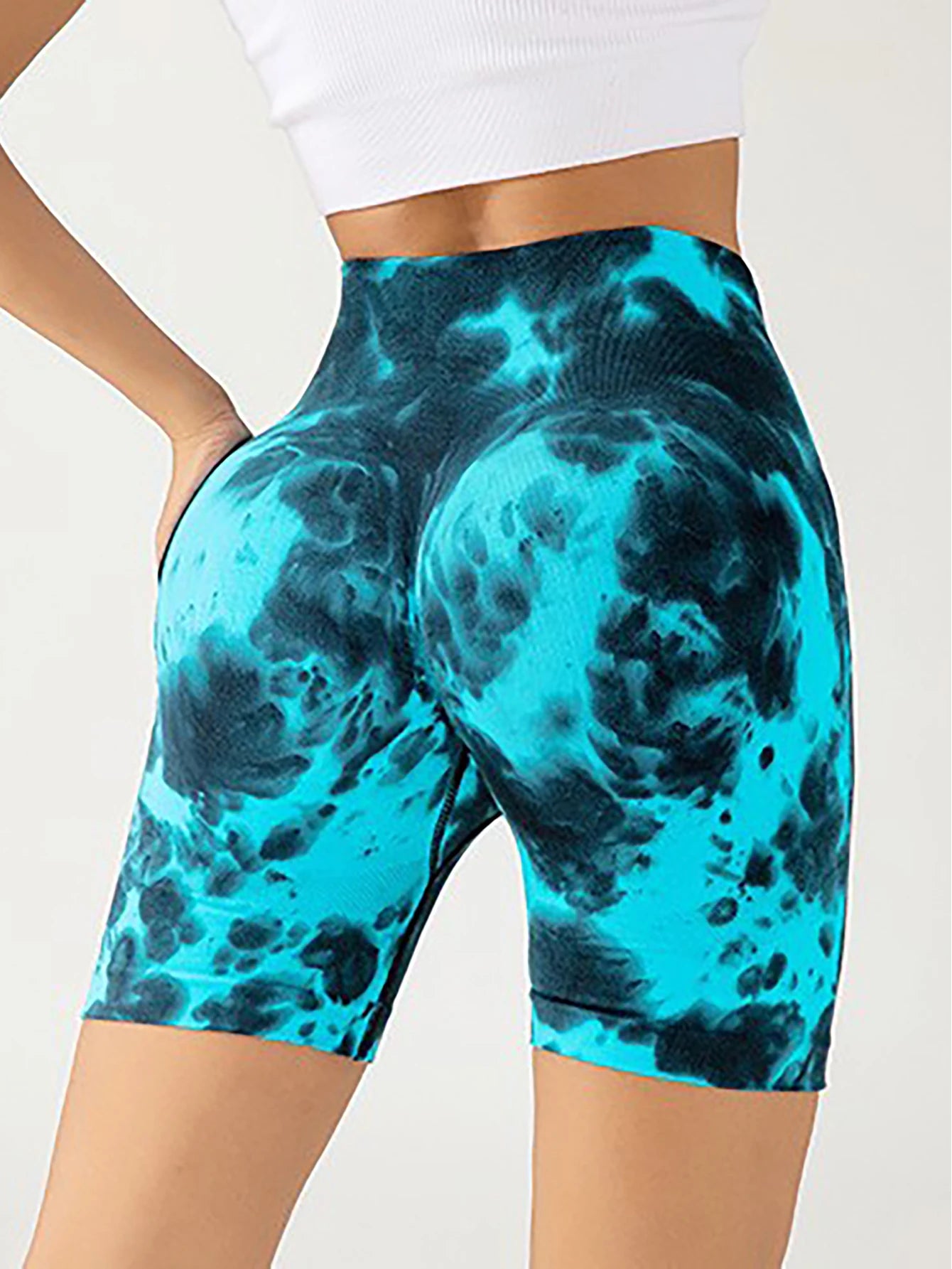 3 Pack Us Local Women's Tie-Dye Spring Summer Fitness Yoga Gym Shorts,Trendy Active Wear Shorts Wide band Waist